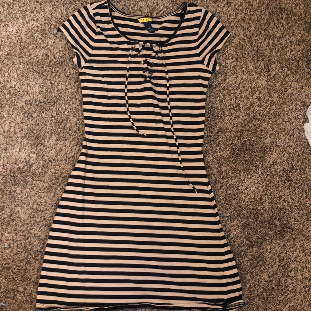 Tan and black striped dress